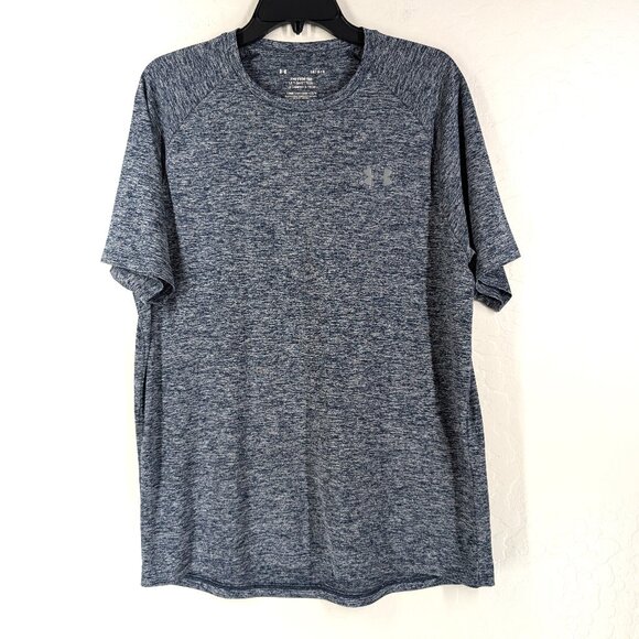 UNDER ARMOUR The Tech Tee Men's L Blue‎ Heatgear Short Sleeve Logo T Shirt - Picture 1 of 9